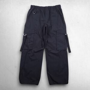 Orange Kiss Essentials Pullon Wide Leg Cargo Pants Women XL Black D-rings Skater